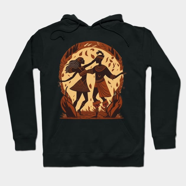 Tribe Totem Woman and Man Dancing Hoodie by MitsuiT